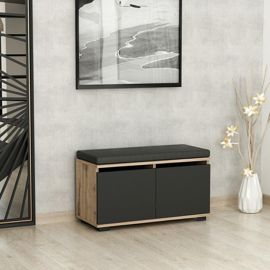 Cipőtároló Drago - Walnut, Black-VASBÚTOR