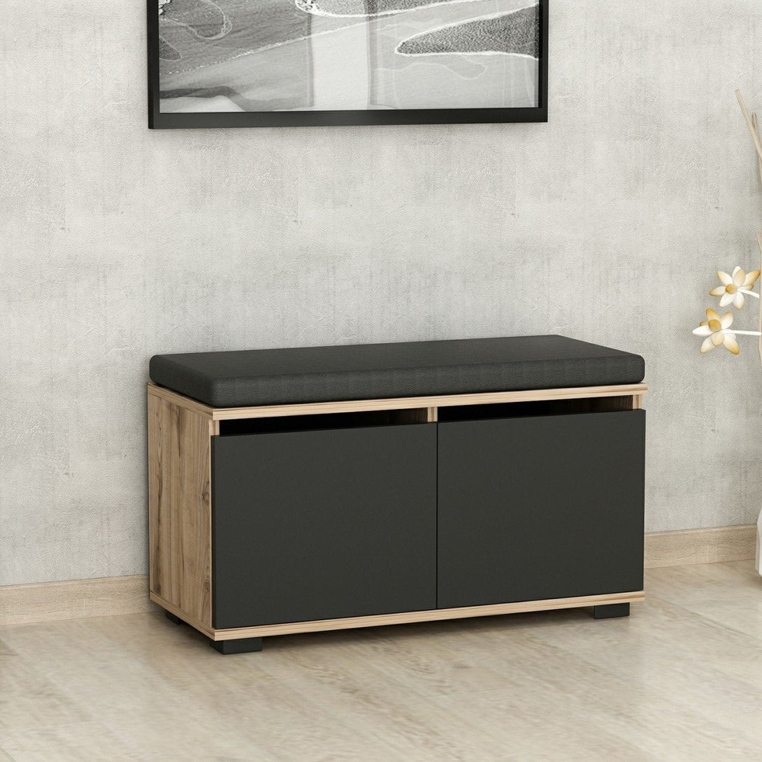 Cipőtároló Drago - Walnut, Black-VASBÚTOR