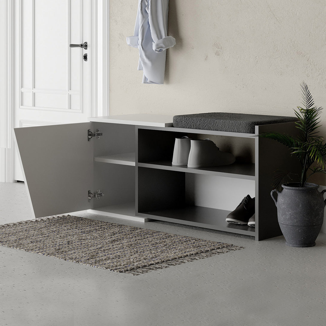 Cipőtároló Fiona Bench - Anthracite, White-VASBÚTOR