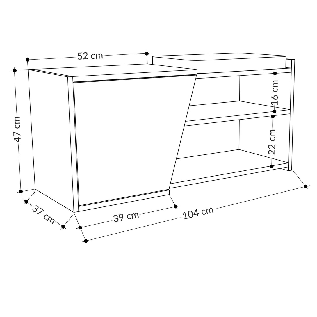 Cipőtároló Fiona Bench - Anthracite, White-VASBÚTOR