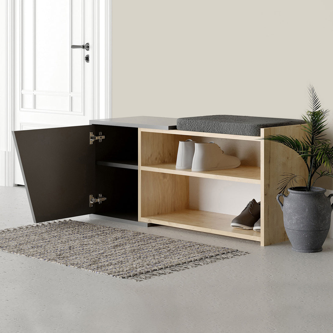 Cipőtároló Fiona - Oak, Anthracite-VASBÚTOR
