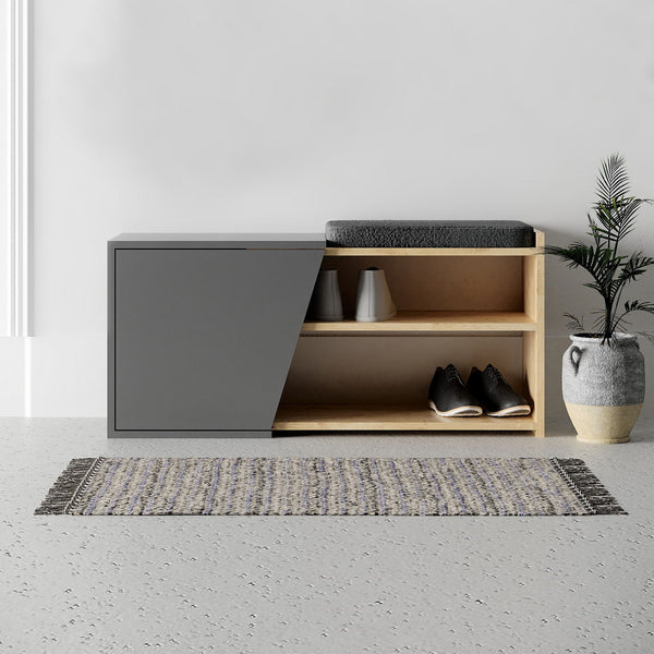 Cipőtároló Fiona - Oak, Anthracite-VASBÚTOR