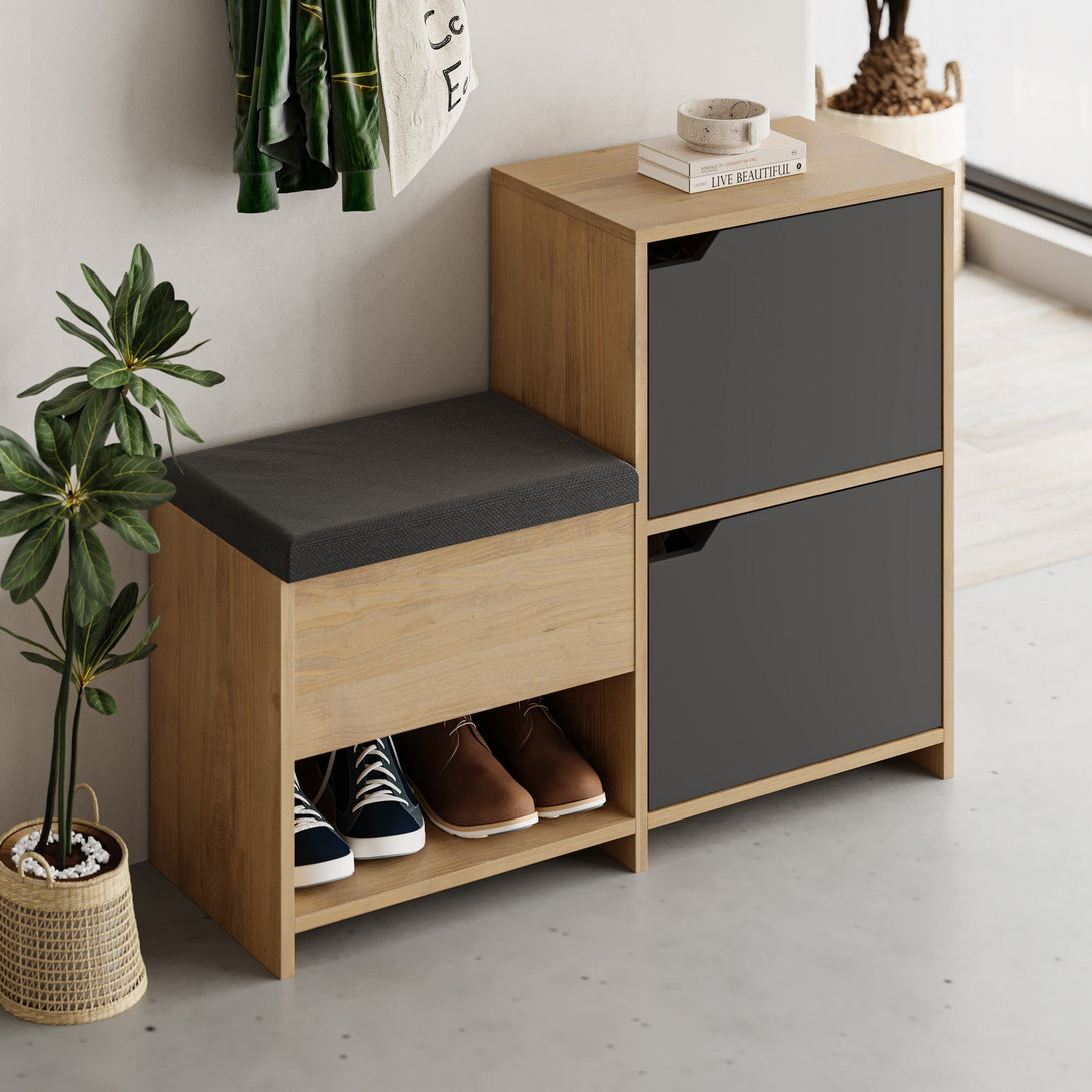 Cipőtároló Haven Shoe Bench - Oak, Anthracite-VASBÚTOR