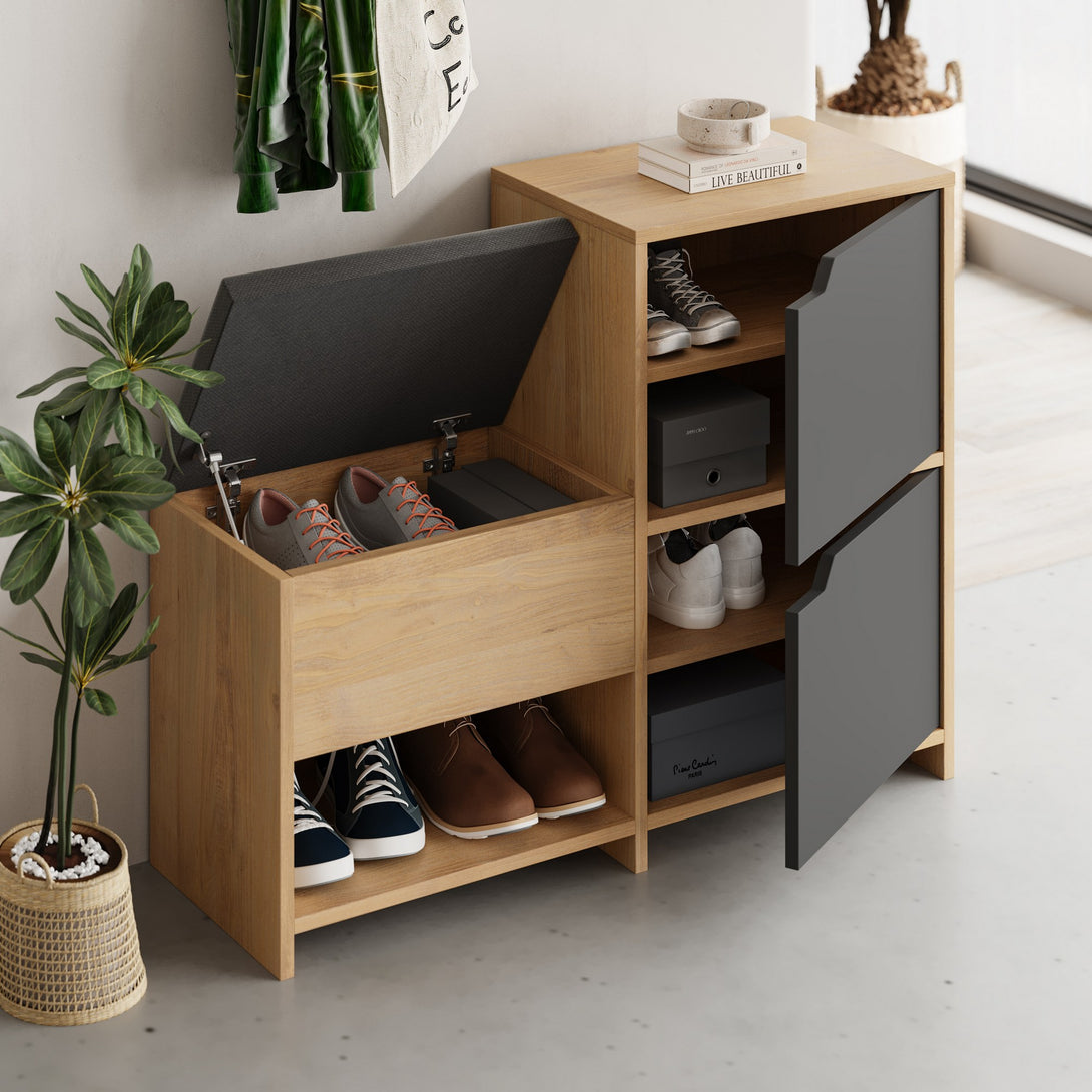 Cipőtároló Haven Shoe Bench - Oak, Anthracite-VASBÚTOR