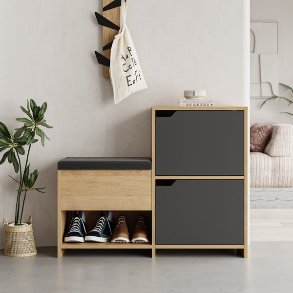Cipőtároló Haven Shoe Bench - Oak, Anthracite-VASBÚTOR