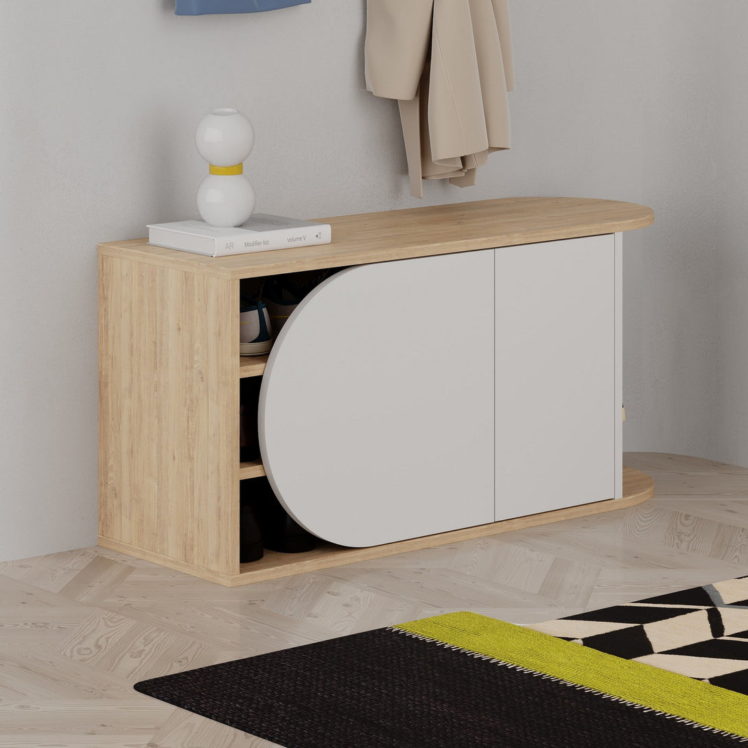Cipőtároló Nova Shoe Bench - Oak, White-VASBÚTOR