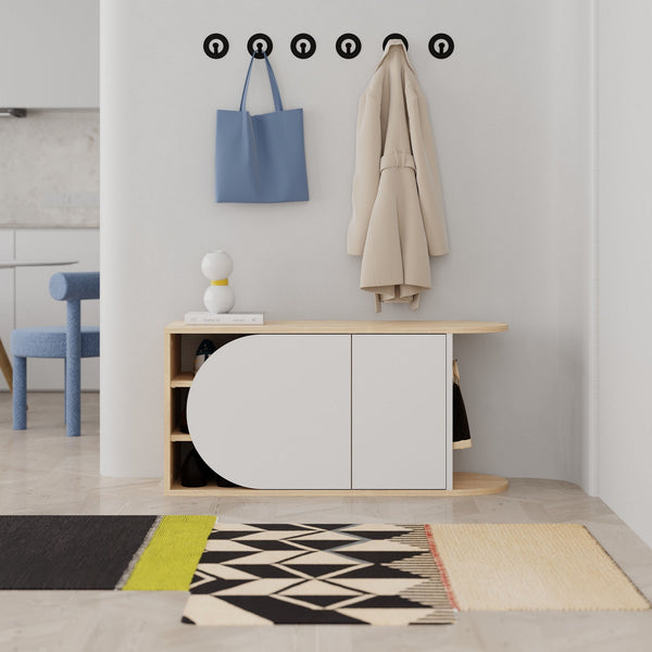 Cipőtároló Nova Shoe Bench - Oak, White-VASBÚTOR