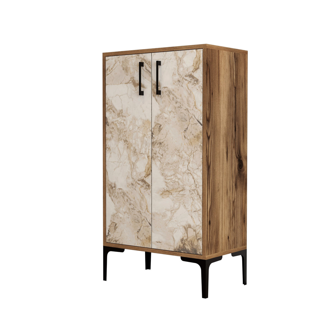 Cipőtároló Prag - Diós, Fehér Marble-VASBÚTOR