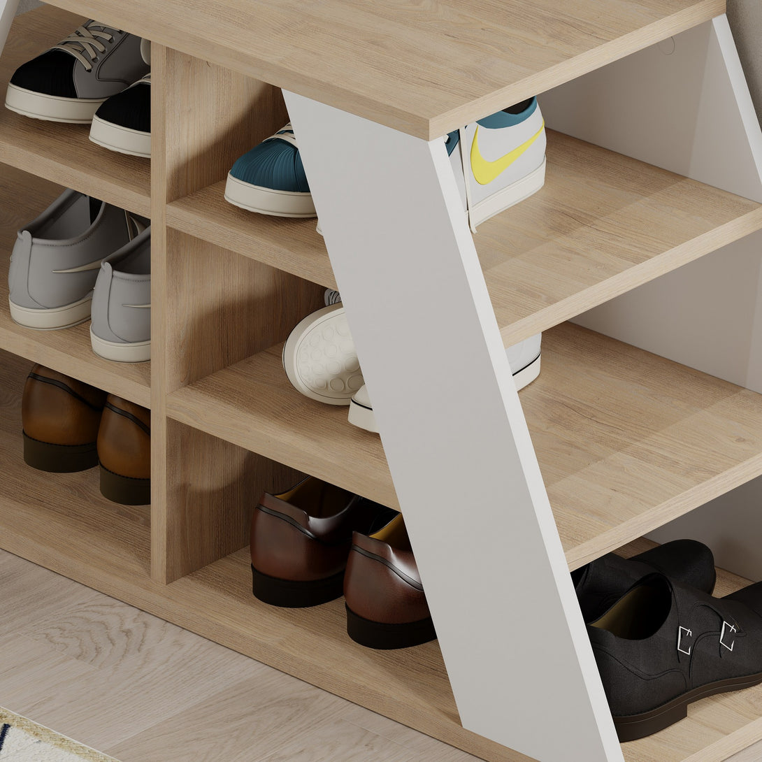 Cipőtároló Pyramid Shoe Bench - Oak, White-VASBÚTOR