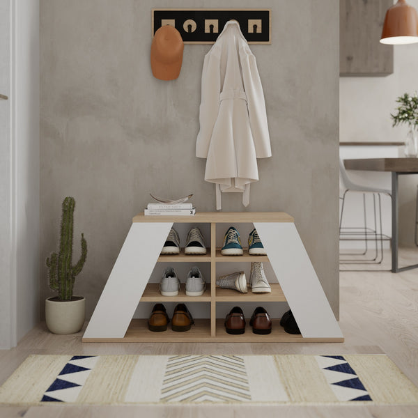 Cipőtároló Pyramid Shoe Bench - Oak, White-VASBÚTOR