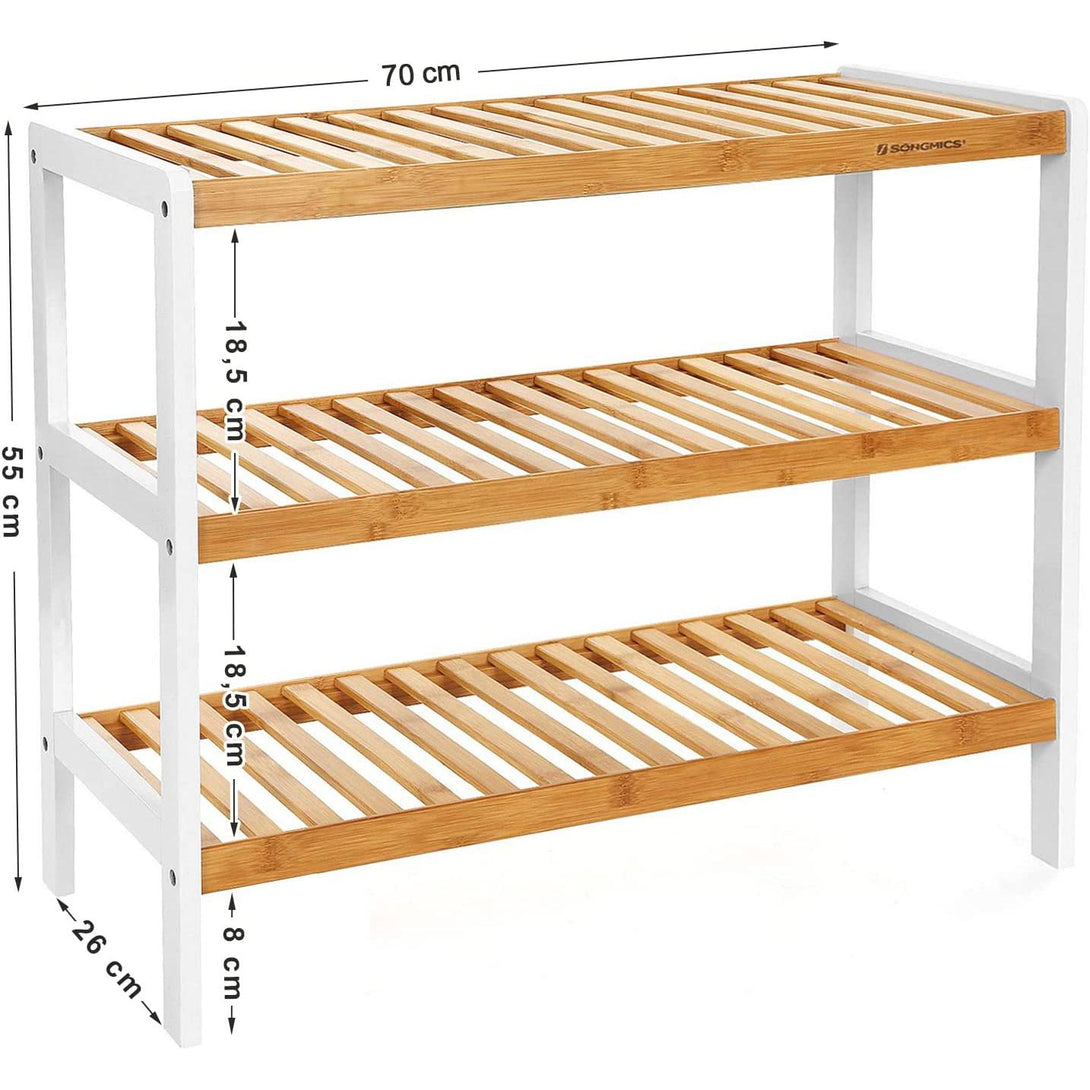 Cipőtartó, 3 Szintes bambusz polc, tároló polc-VASBÚTOR