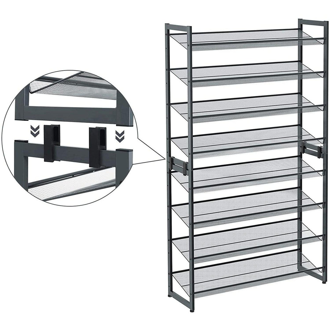 SONGMICS 8-tier shoe rack, 2 stackable, for 32-40 pairs of shoes - IRON ...