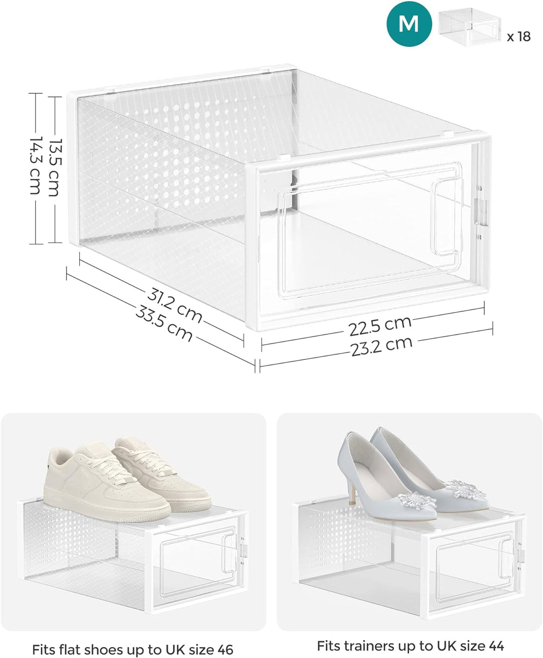 Cipőtartó Egymásra rakható cipősdobozok, műanyag cipőrendező, átlátszó-VASBÚTOR