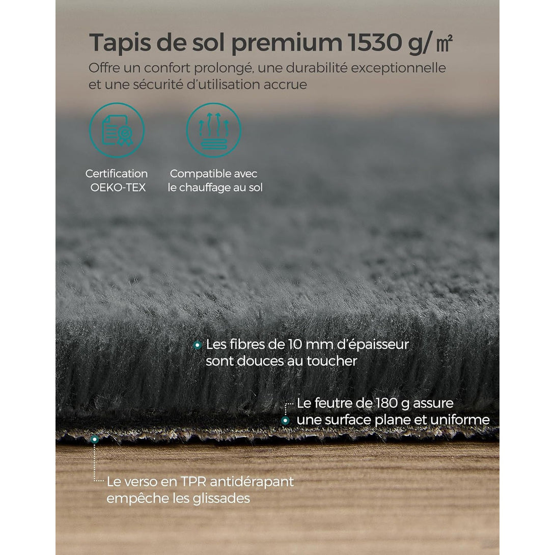 Csúszásmentes szőnyeg, szőnyeg mosógépben mosható 120 x 170 cm, antracitszürke-VASBÚTOR