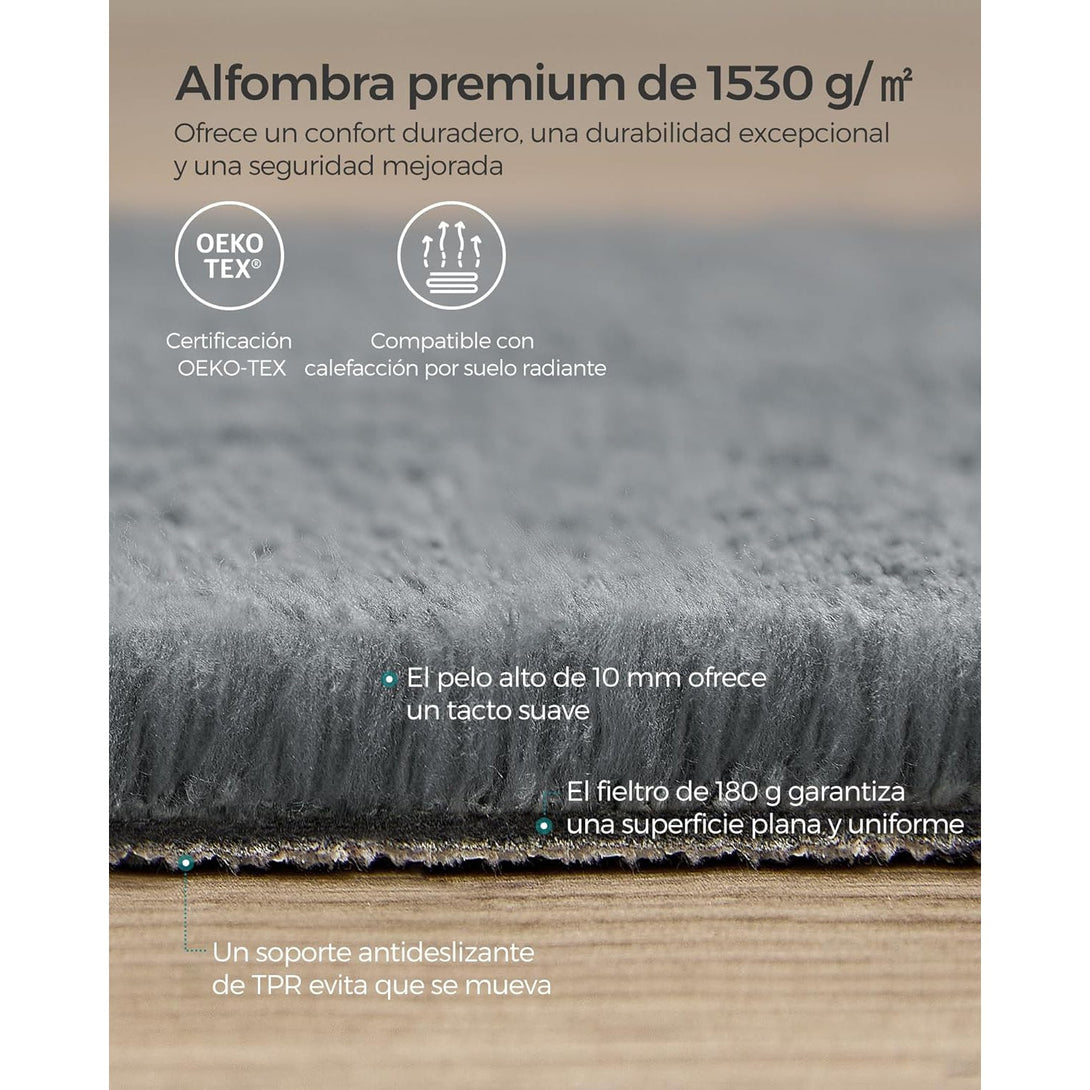 Csúszásmentes szőnyeg, szőnyeg mosógépben mosható, 200 x 290 cm, szürke-VASBÚTOR