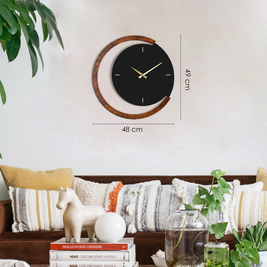 Dekoratív fém falióra, Moon Time - APS117-VASBÚTOR