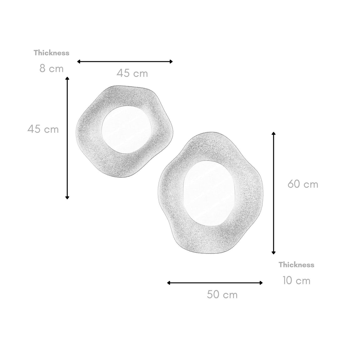 Dekoratív tükör Szett (2 db)Wabi Sabi Lune - Betonszürke-VASBÚTOR