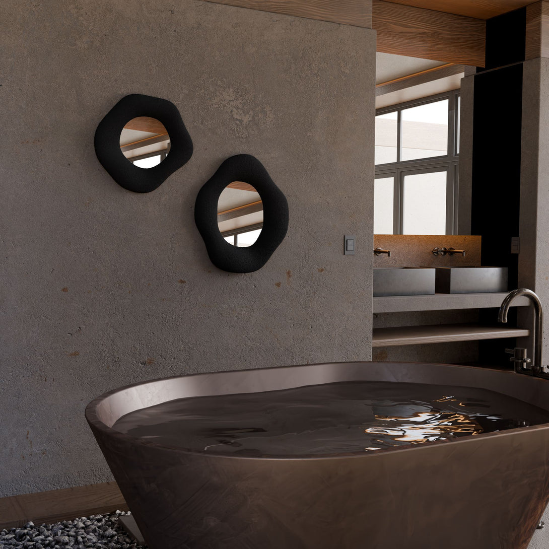 Dekoratív tükör Szett (2 db)Wabi Sabi Lune - Fekete-VASBÚTOR