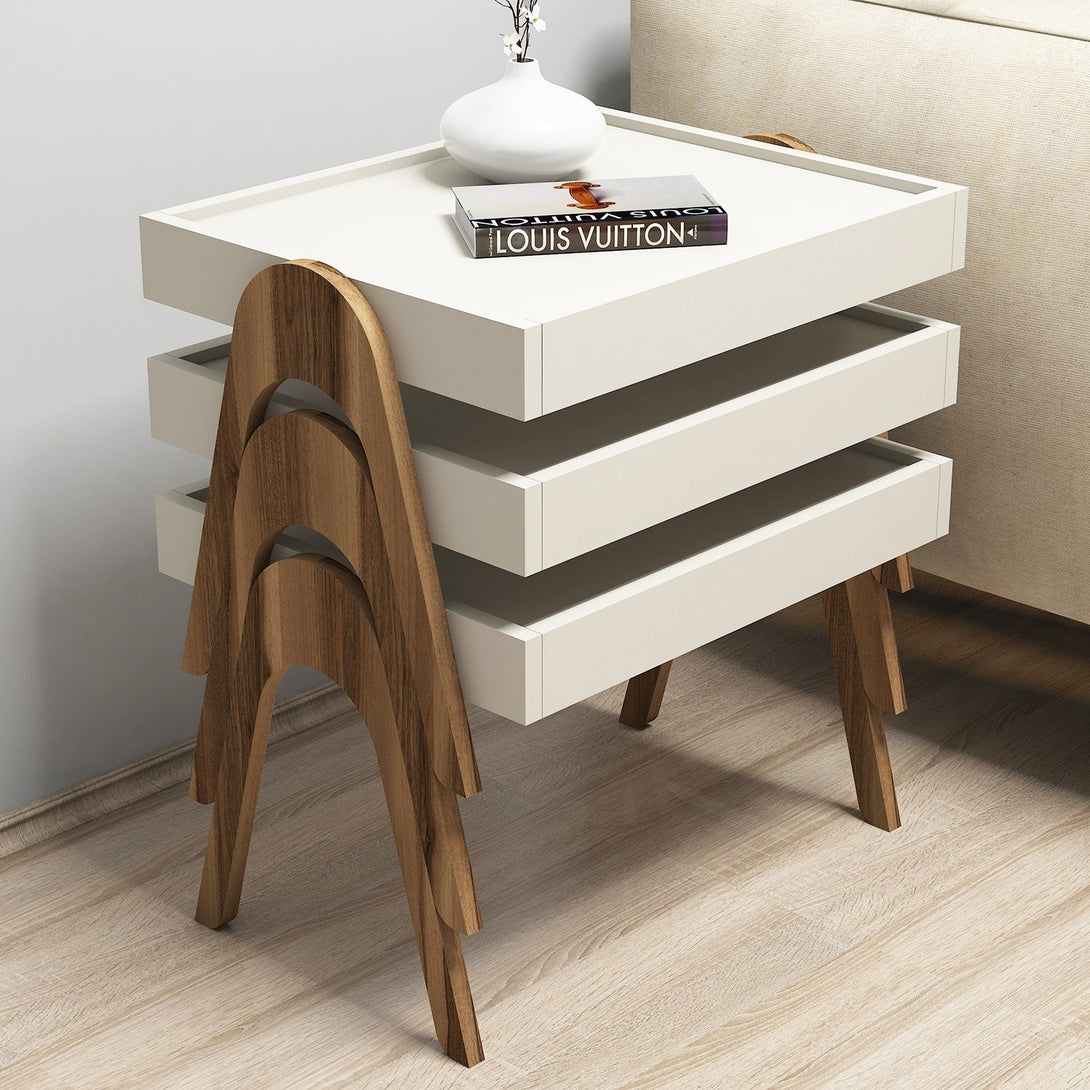 Dohányzóasztal (3 részes) Roma - Walnut, Cream-VASBÚTOR