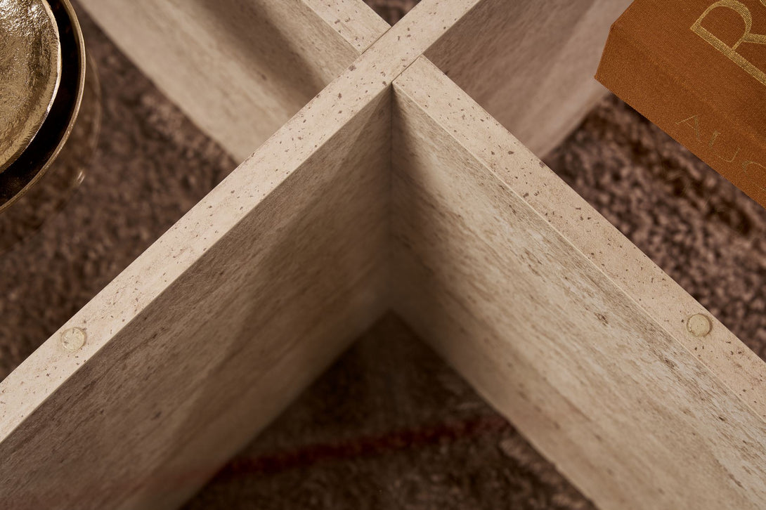 Dohányzóasztal Aeris - Travertine, Transparent-VASBÚTOR