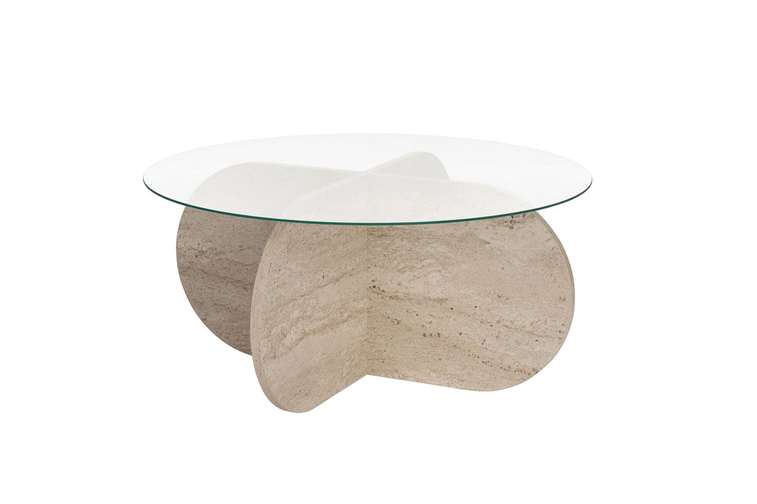 Dohányzóasztal Aeris - Travertine, Transparent-VASBÚTOR