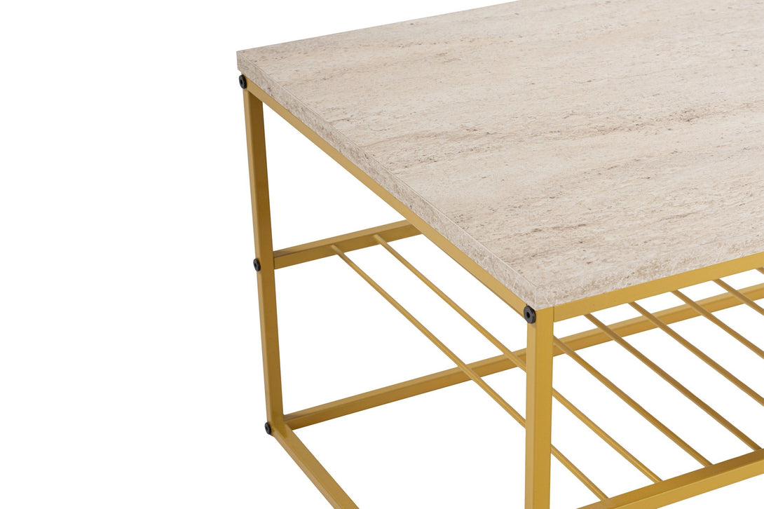 Dohányzóasztal Asude - Arany, Travertine-VASBÚTOR