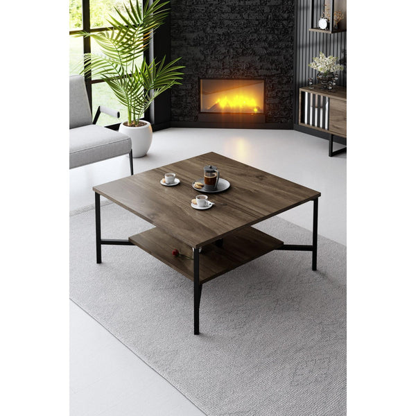 Dohányzóasztal Black Line - Walnut, Black-VASBÚTOR