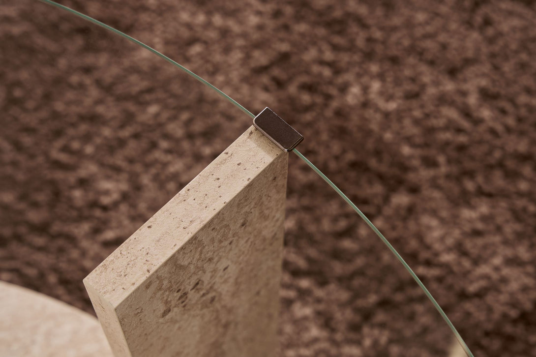 Dohányzóasztal Clara - Travertine, Transparent-VASBÚTOR