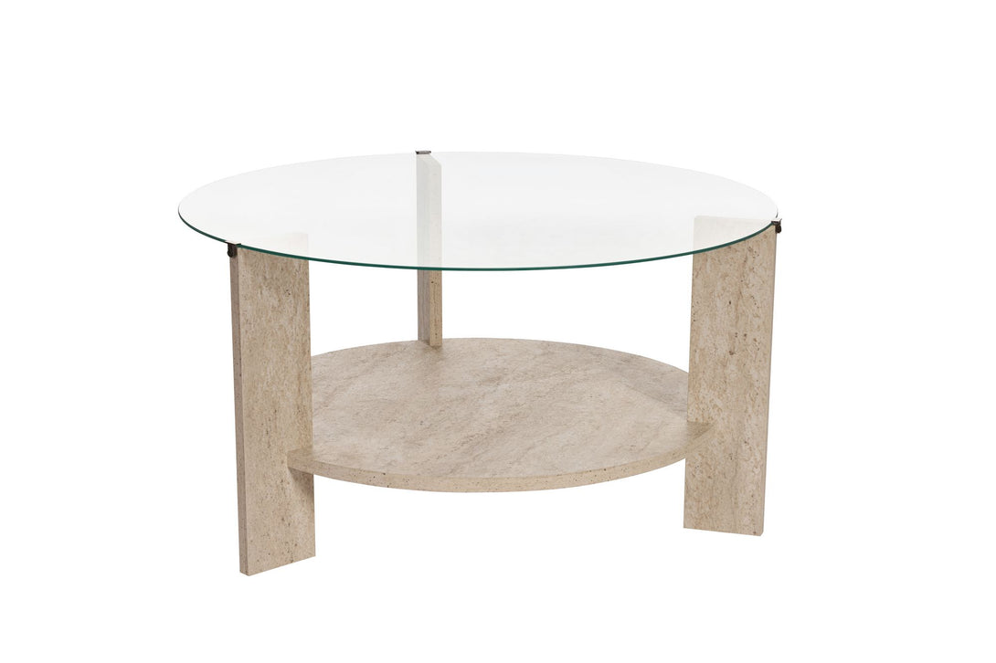 Dohányzóasztal Clara - Travertine, Transparent-VASBÚTOR