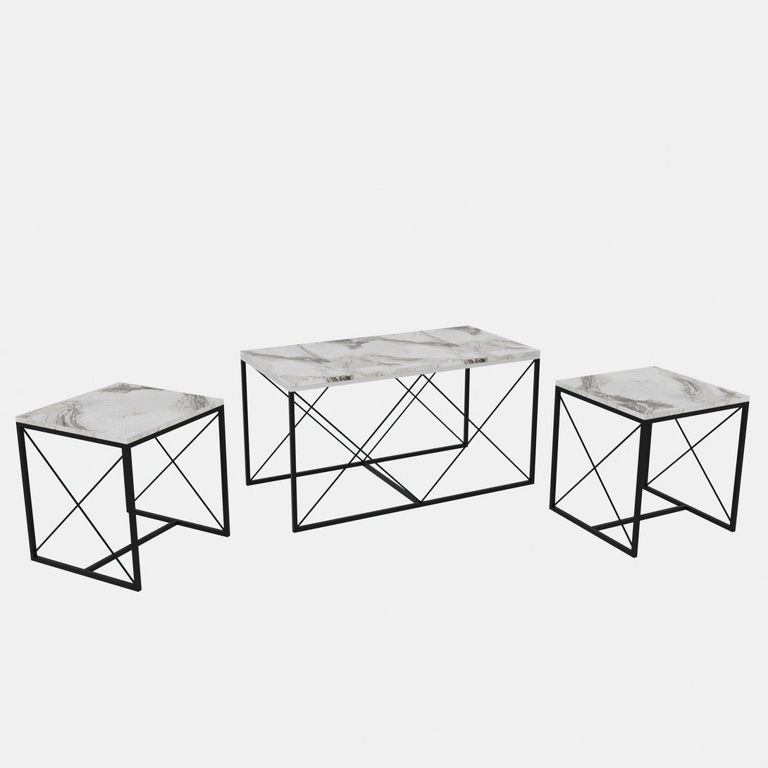 Dohányzóasztal Defne - Fehér Marble-VASBÚTOR