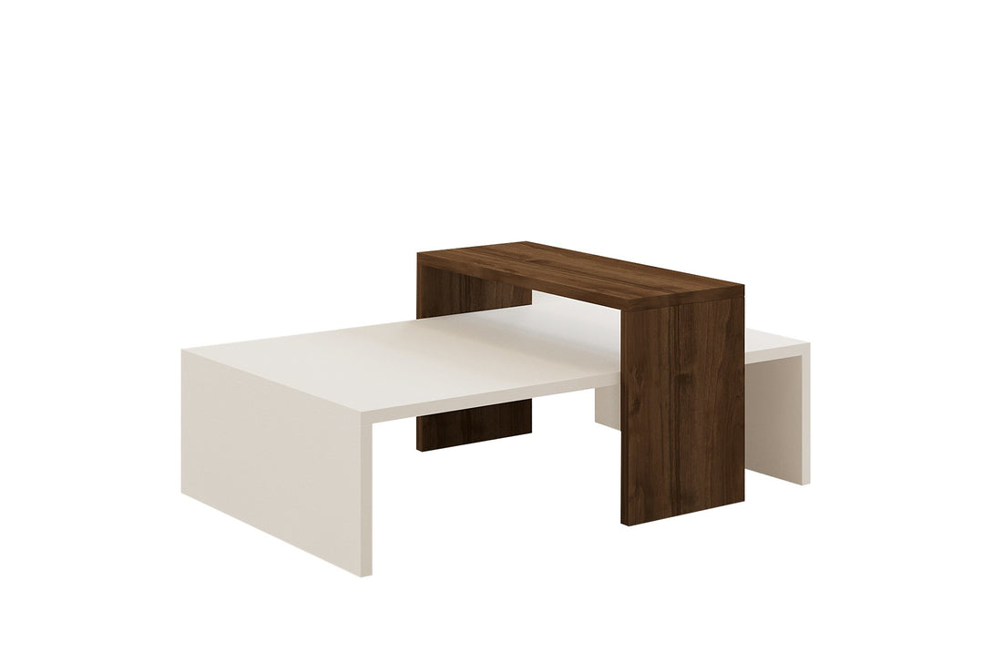Dohányzóasztal Glow - White, Walnut-VASBÚTOR