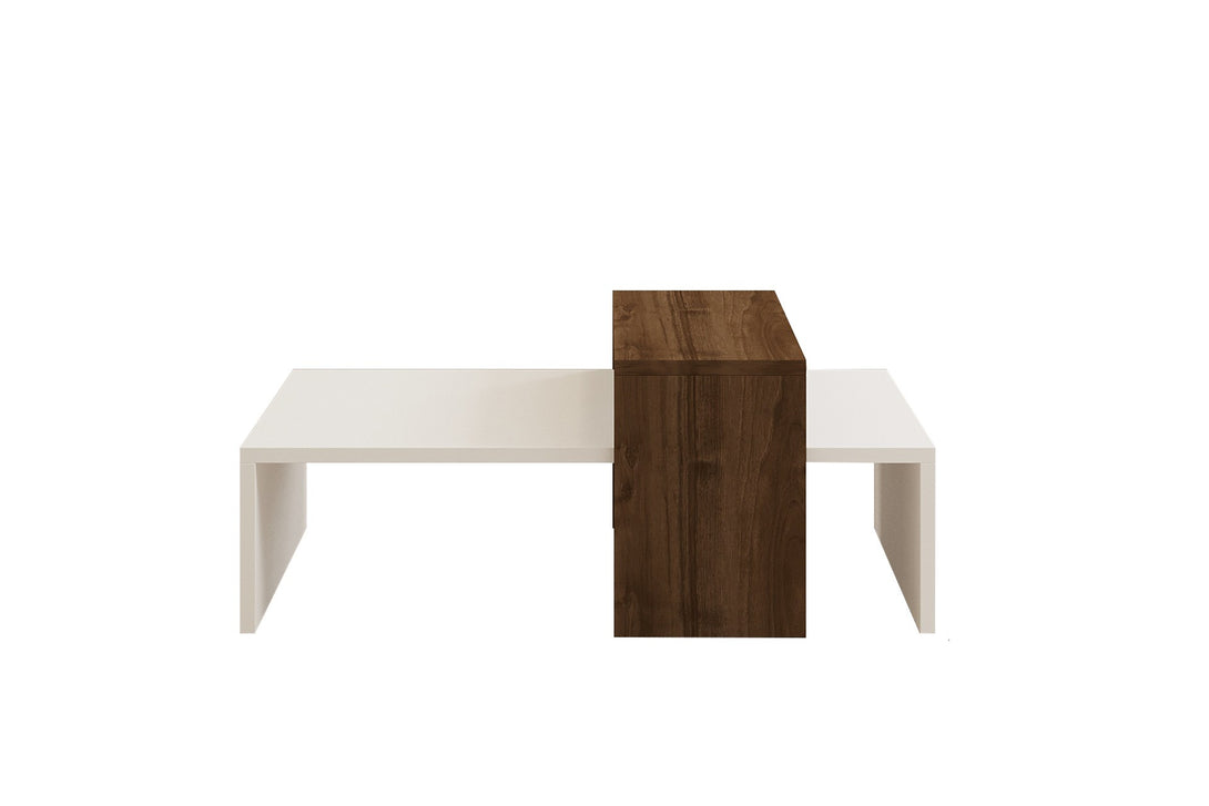 Dohányzóasztal Glow - White, Walnut-VASBÚTOR