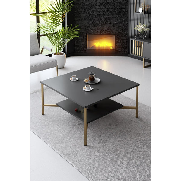 Dohányzóasztal Gold Line - Anthracite, Black-VASBÚTOR