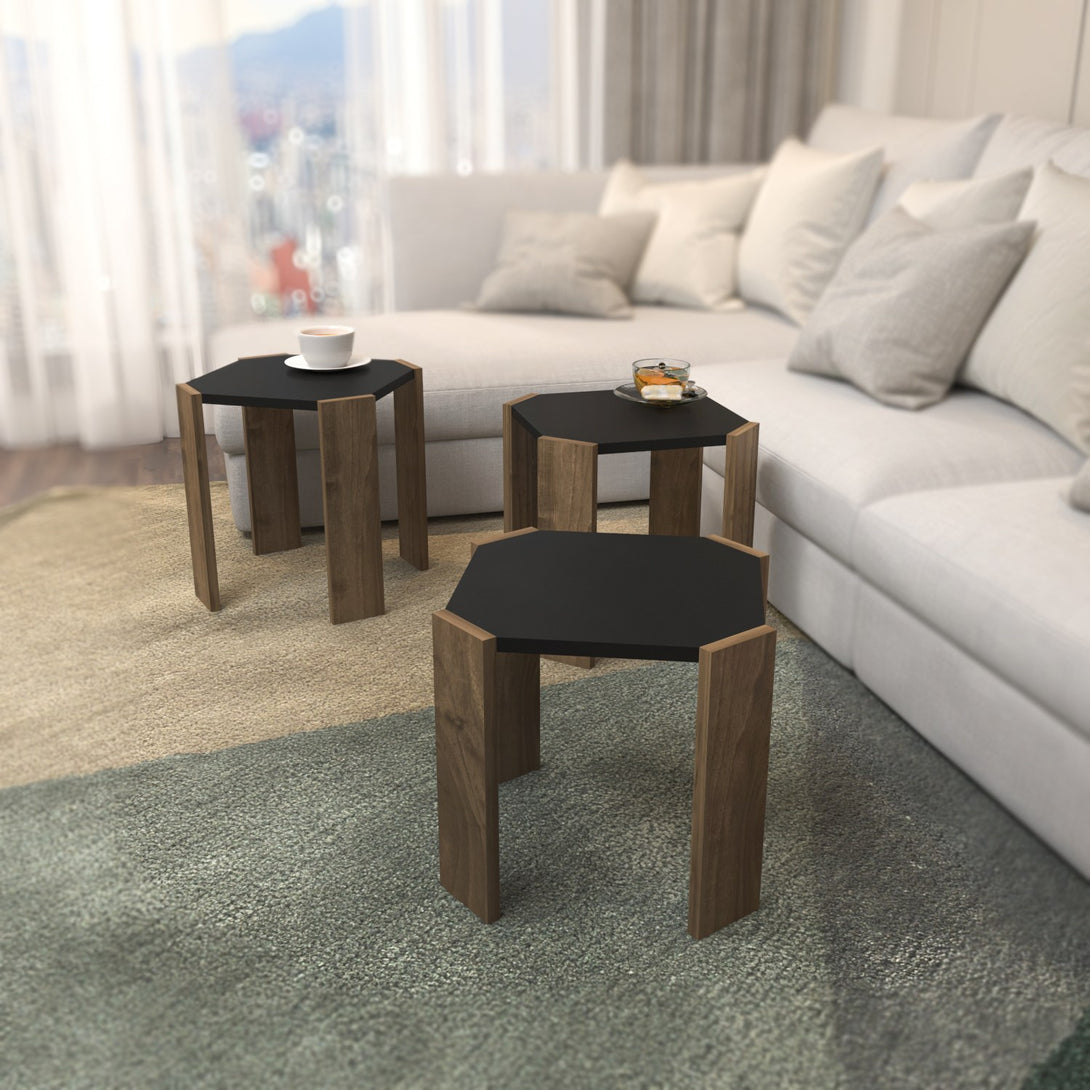 Dohányzóasztal Lori - Anthracite, Walnut-VASBÚTOR