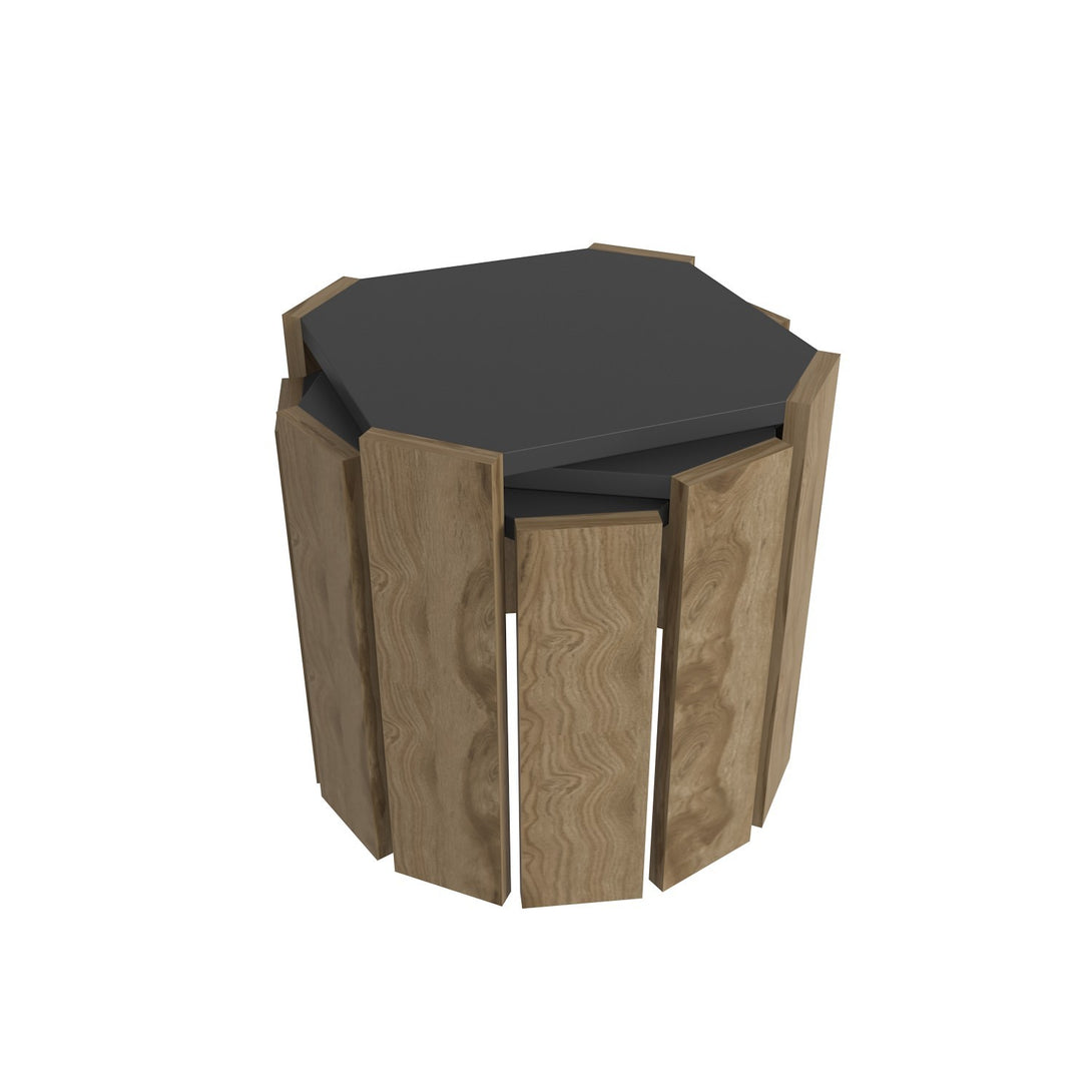 Dohányzóasztal Lori - Anthracite, Walnut-VASBÚTOR