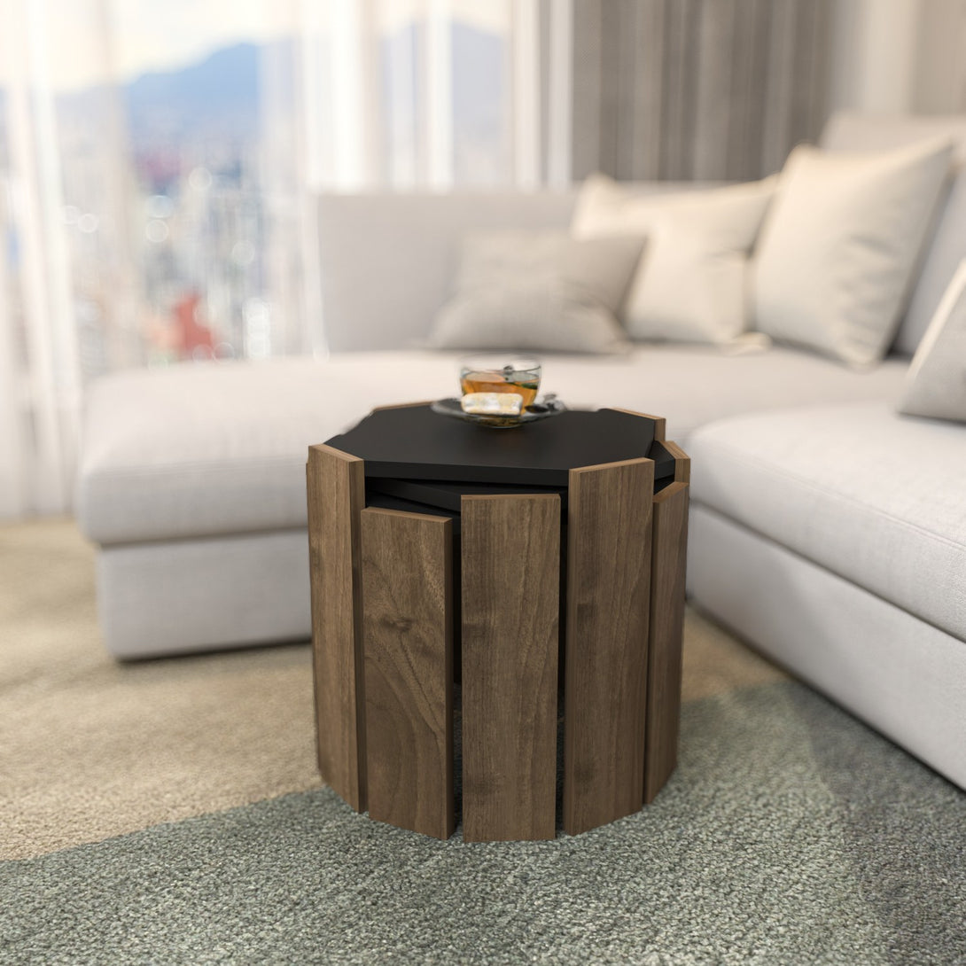 Dohányzóasztal Lori - Anthracite, Walnut-VASBÚTOR