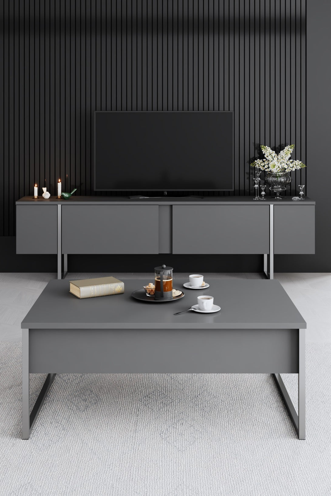 Dohányzóasztal Luxe - Anthracite, Silver-VASBÚTOR