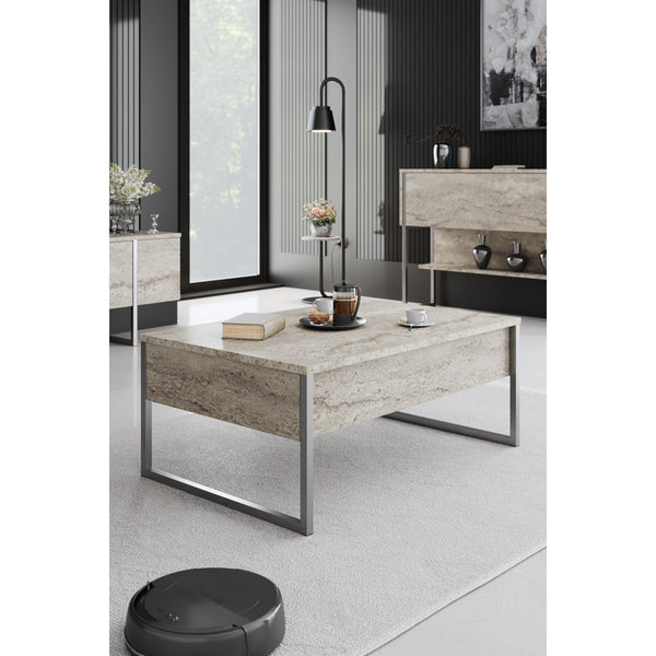 Dohányzóasztal Luxe - Travertine, Silver-VASBÚTOR