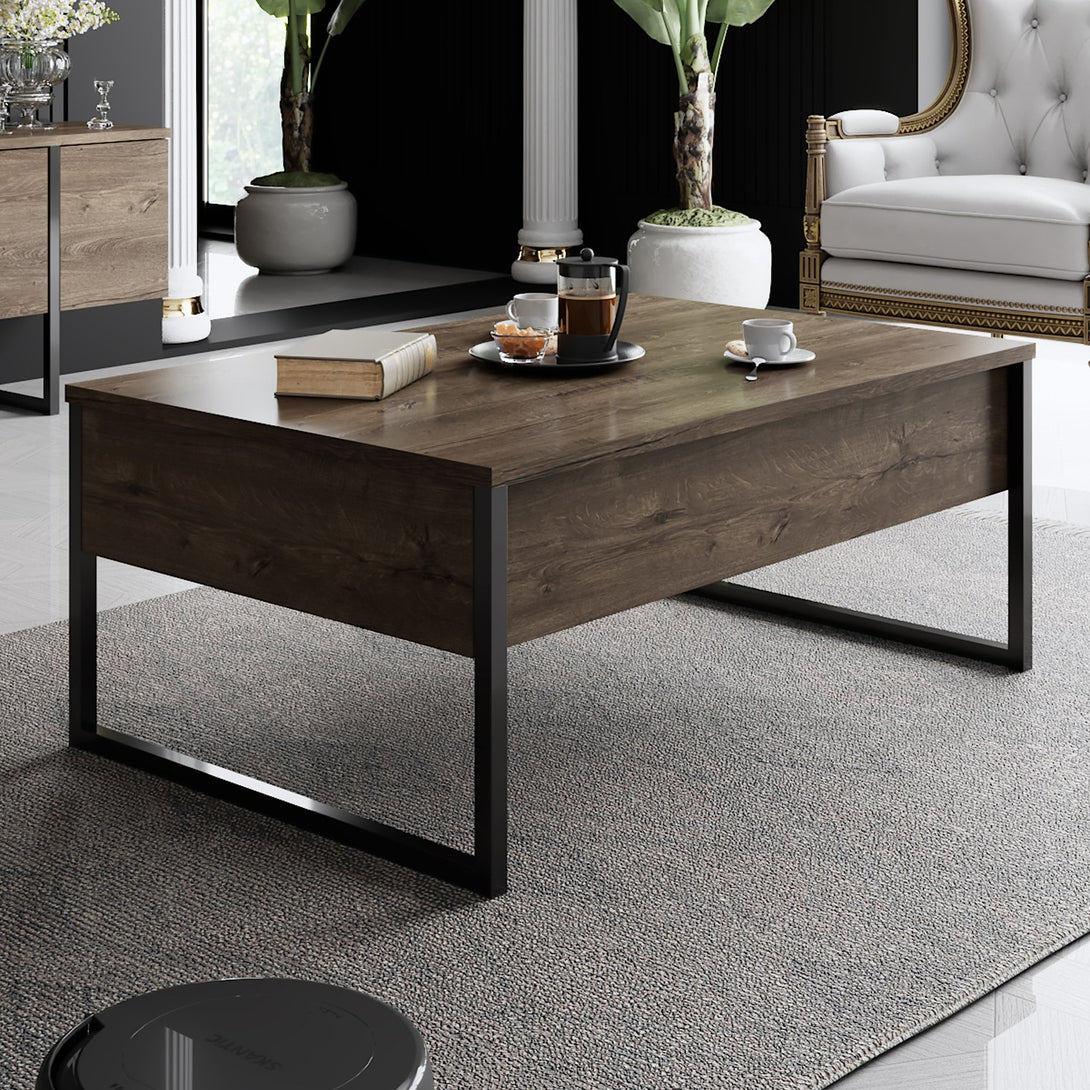 Dohányzóasztal Luxe - Walnut, Black-VASBÚTOR