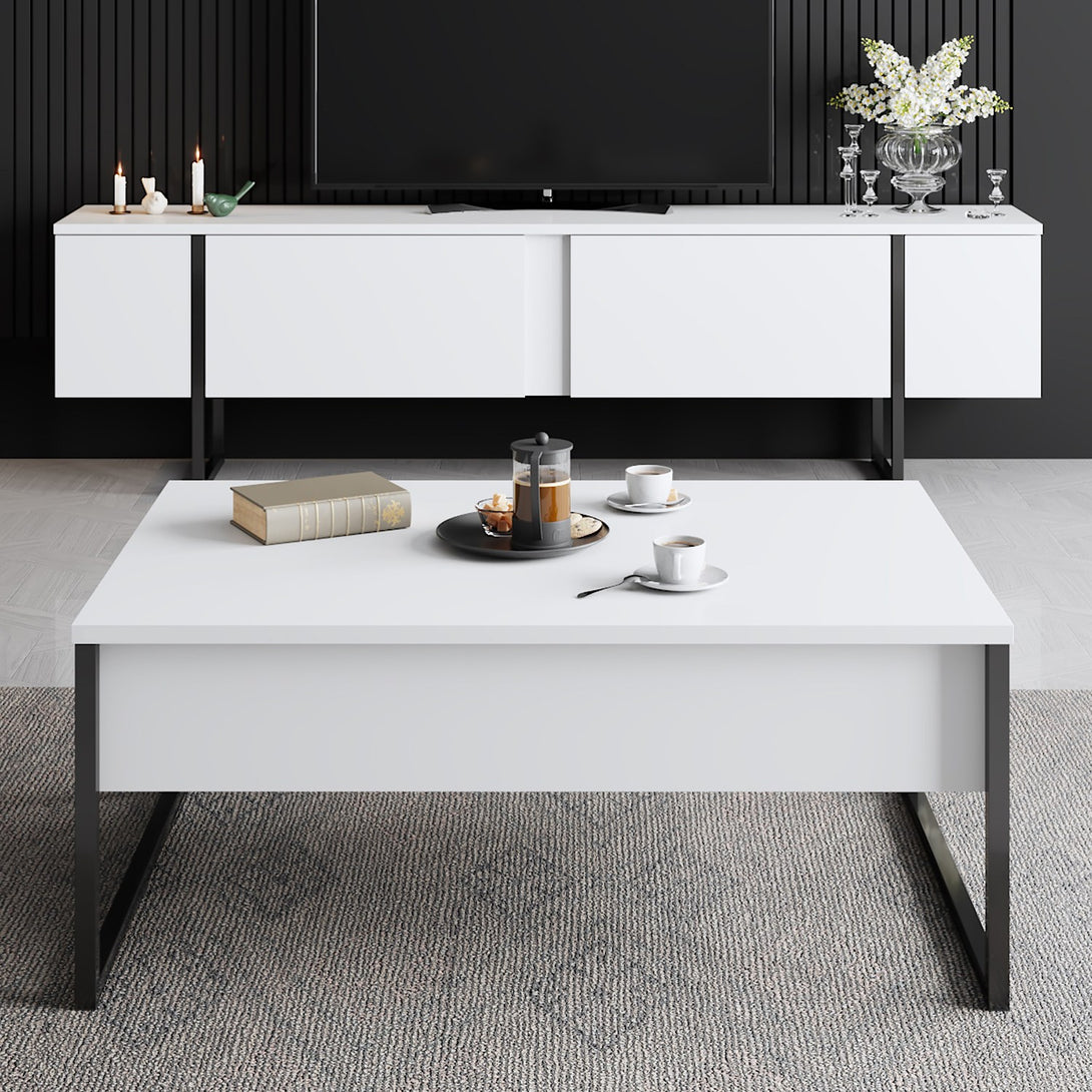 Dohányzóasztal Luxe - White, Black-VASBÚTOR