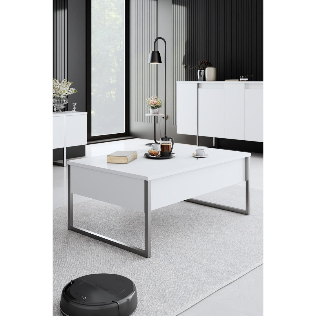 Dohányzóasztal Luxe - White, Silver-VASBÚTOR