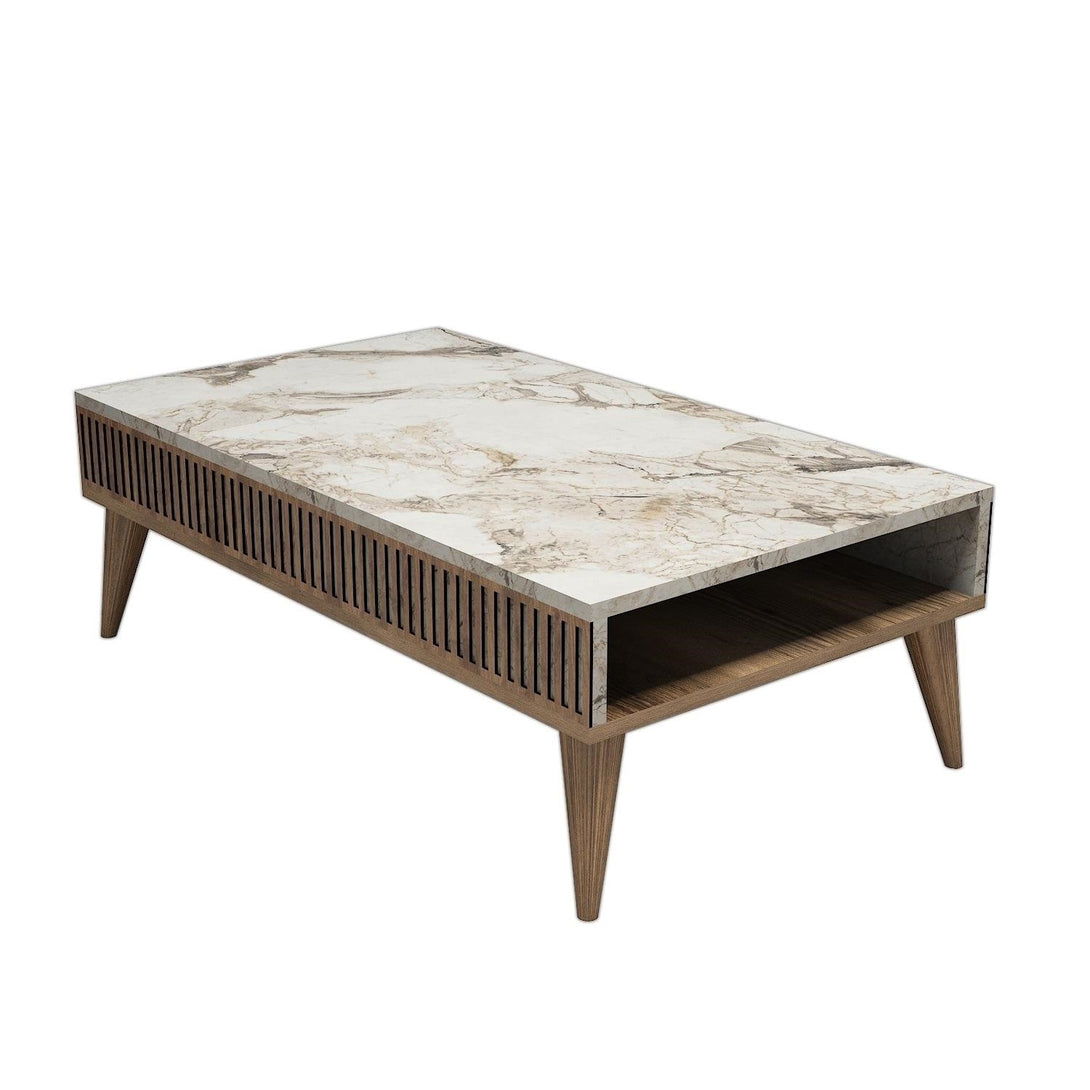 Dohányzóasztal Milan - Diós, Fehér Marble-VASBÚTOR