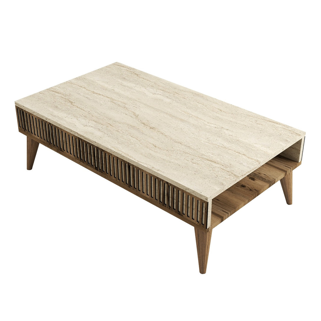 Dohányzóasztal Milan - Diós, Travertine-VASBÚTOR