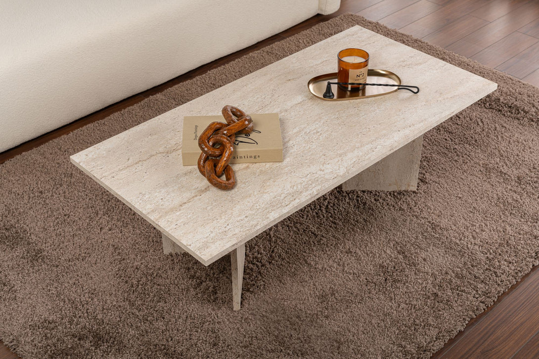 Dohányzóasztal Sabin - Travertine-VASBÚTOR