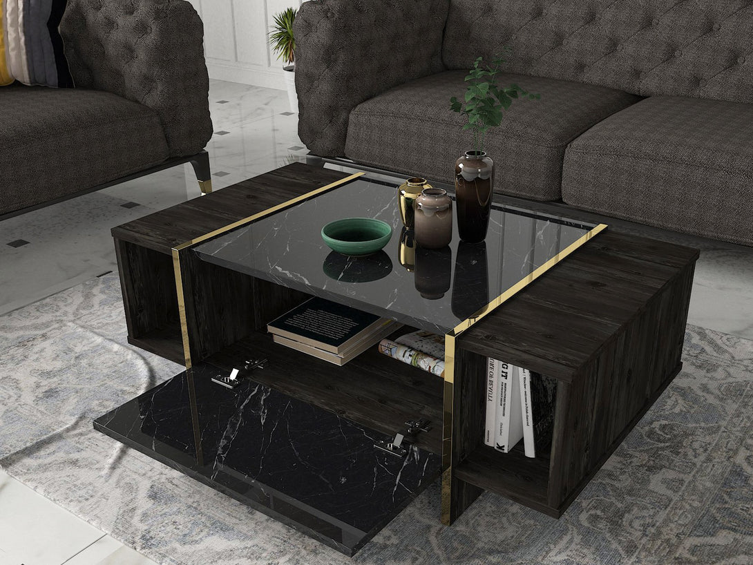 Dohányzóasztal Veyron - Black, Gold-VASBÚTOR