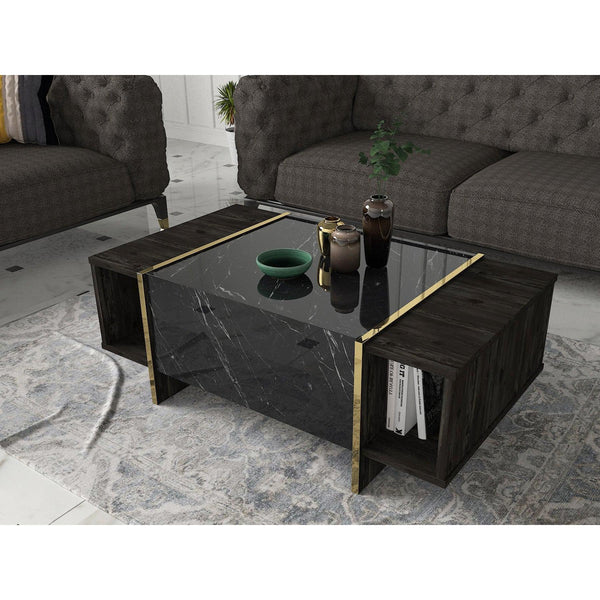 Dohányzóasztal Veyron - Black, Gold-VASBÚTOR