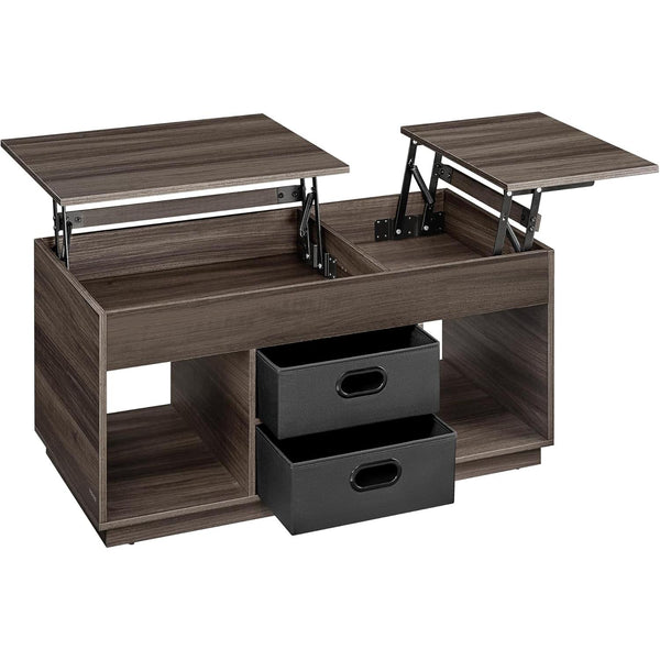 Dohányzóasztal, felemelhető asztallapos dohányzóasztal 2 fiókkal és rejtett rekesszel, hamvasbarna-VASBÚTOR