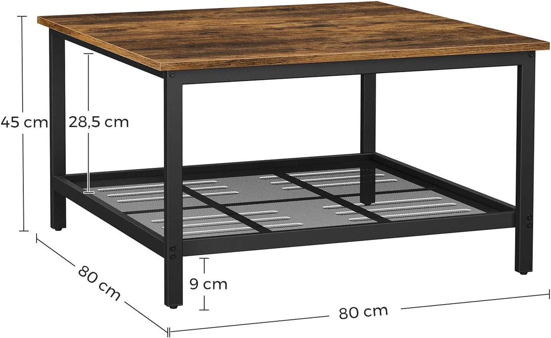 Dohányzóasztal, négyzet alakú koktélasztal 80 x 80 x 45 cm-VASBÚTOR