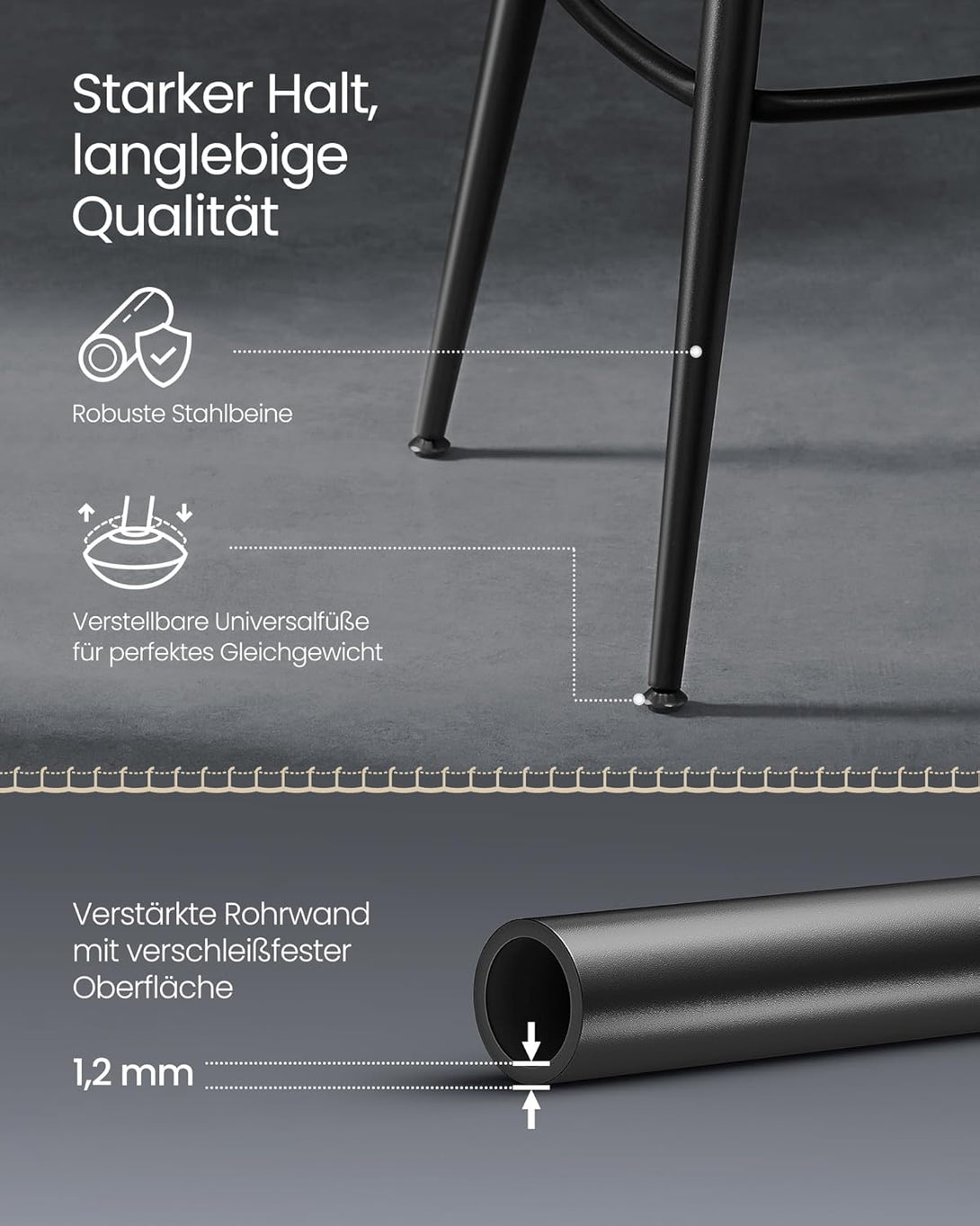 EKHO 360°-ban forgatható bárszék 2 darabos szett, 76 cm magas, tintafekete színben-VASBÚTOR