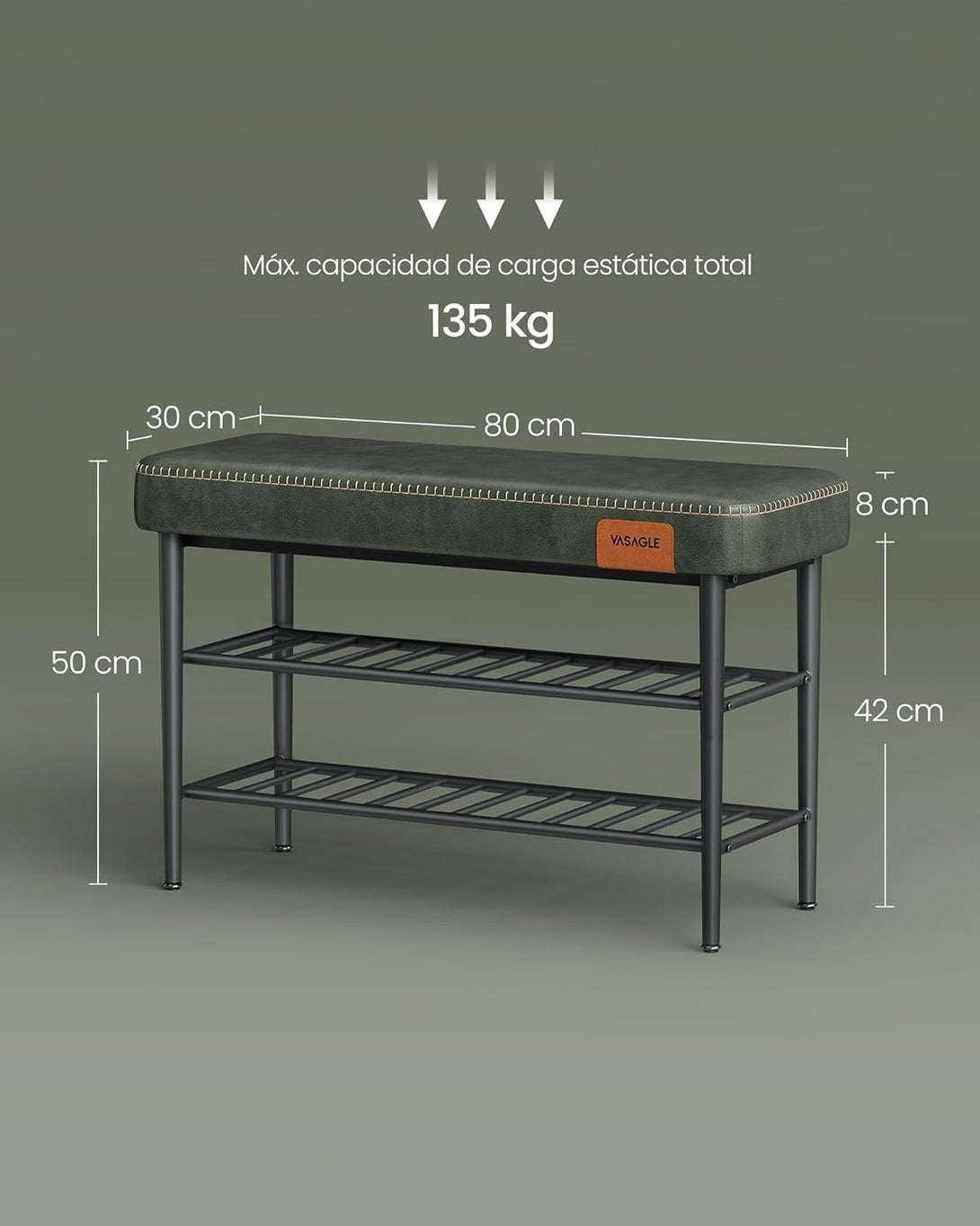 EKHO Cipőpad, Bejárati cipőtartó 30x80x50 cm, erdőzöld-VASBÚTOR